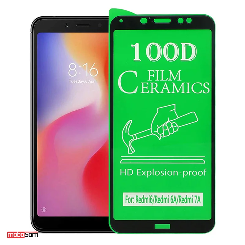 محافظ صفحه نمایش سرامیکی تمام صفحه 100D مناسب برای گوشی موبایل شیائومی Redmi 6/6A/7A